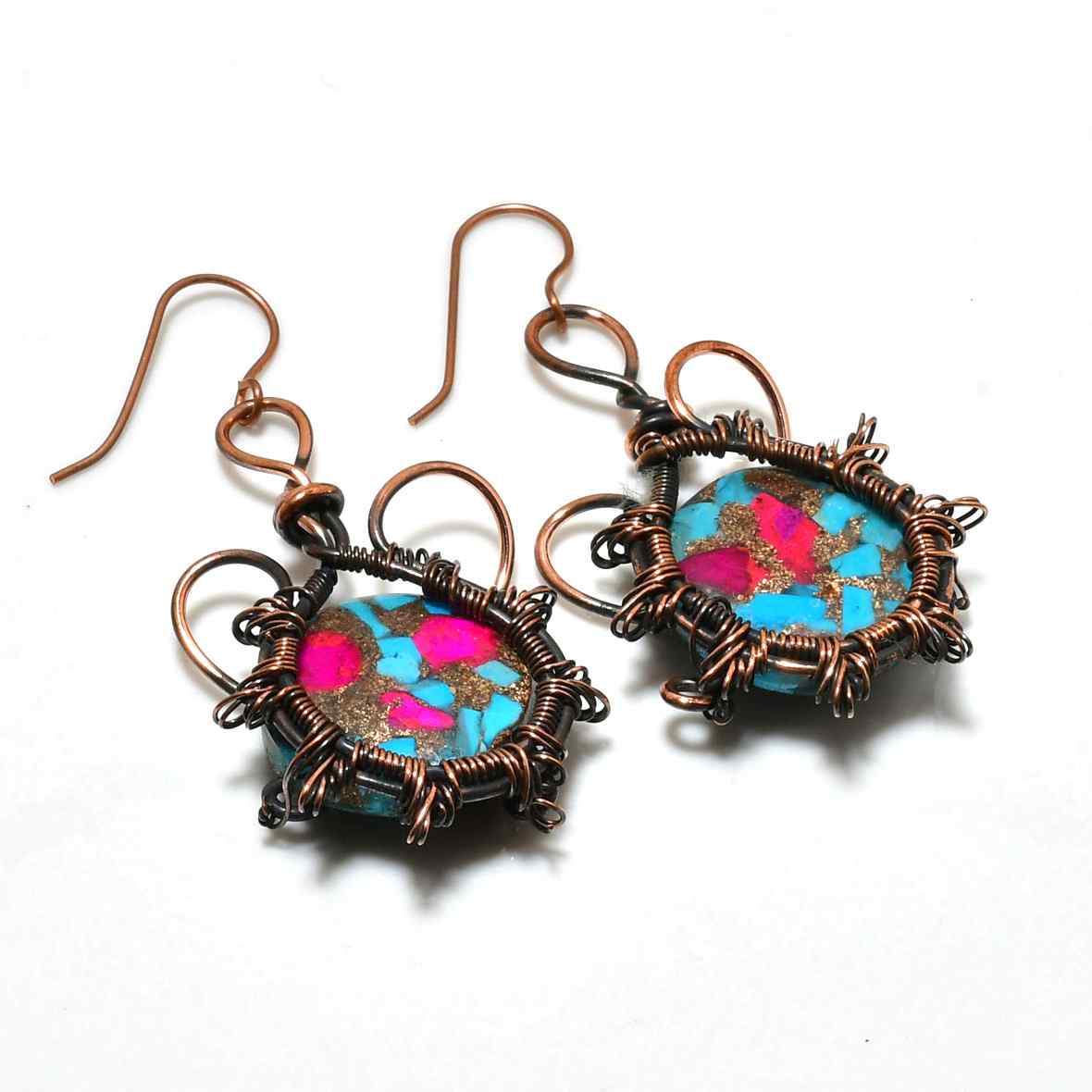 Tranquil Twist – Turquoise Copper Earrings