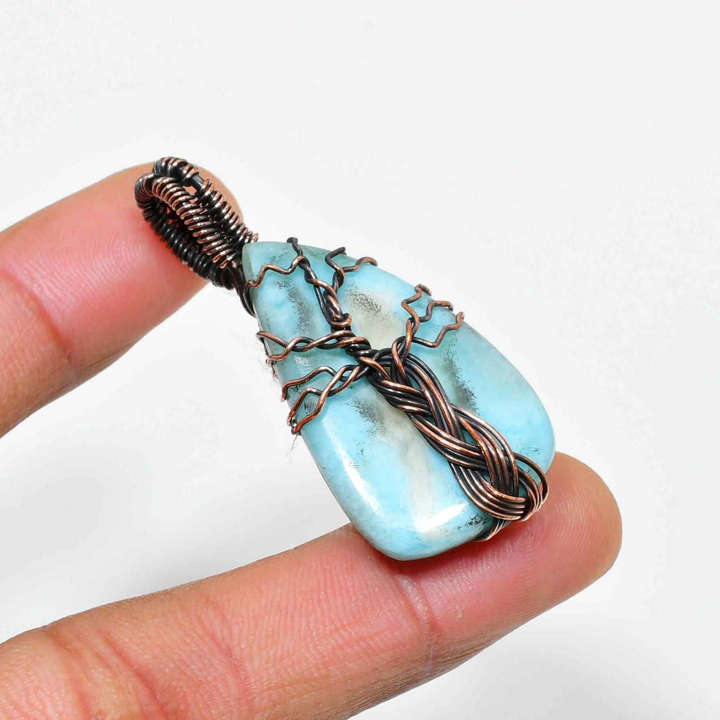 Tranquil Tide – Larimar Copper Pendant