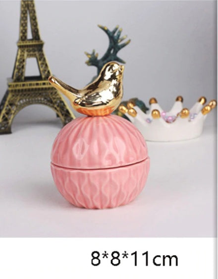 Pink Ceramic Dust-proof Jewellery Storage Case