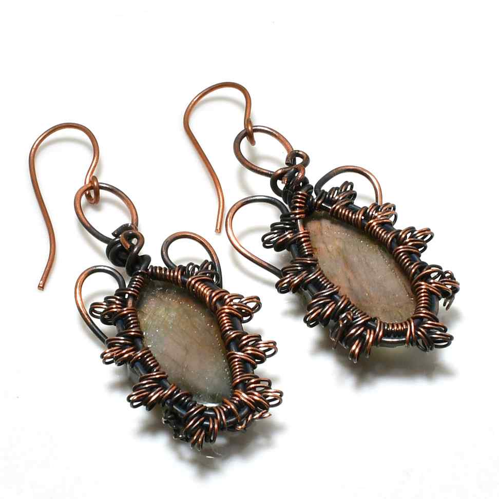 Selene’s Glow – Copper Labradorite Earrings