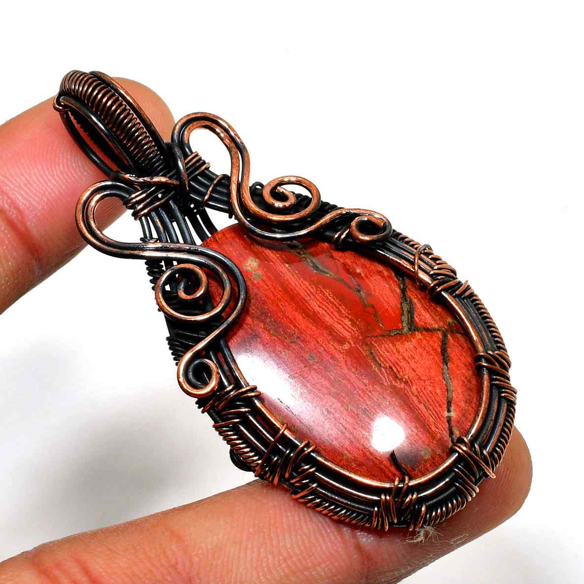Terra’s Ember – Red Jasper Copper Pendant