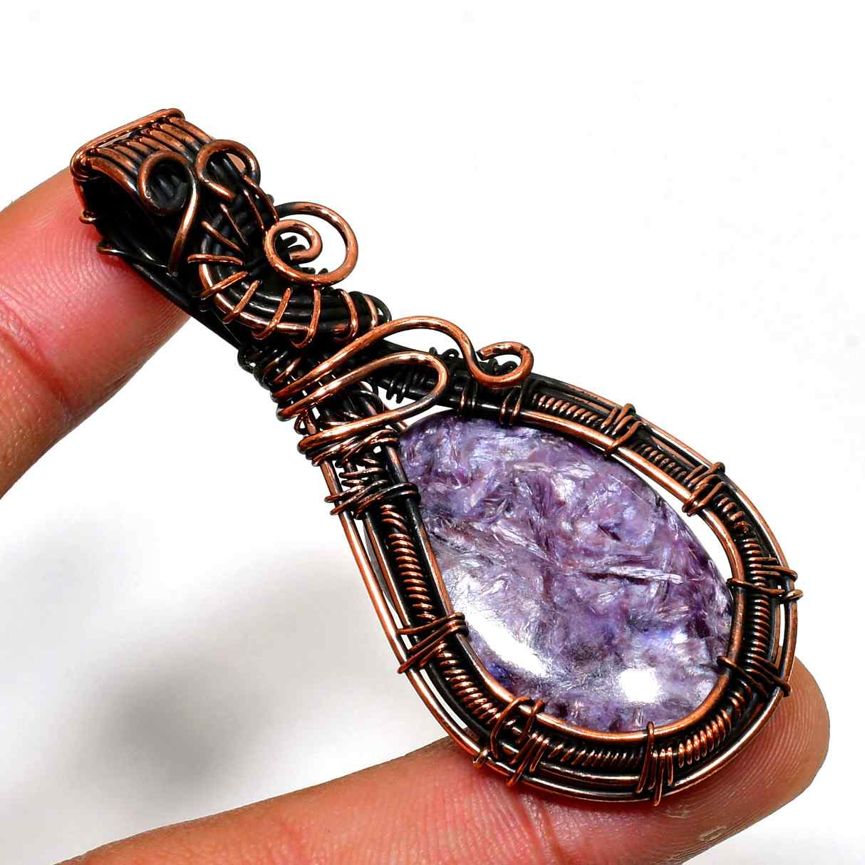 Azure’s Embrace – Amethyst & Copper Pendant
