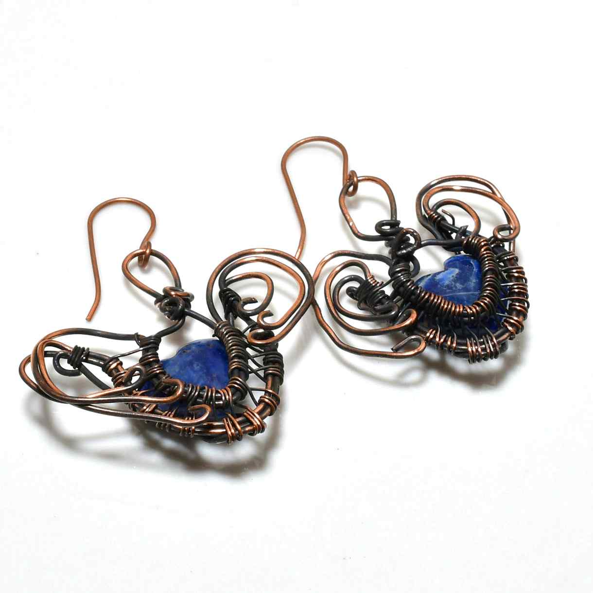 Indigo Whisper – Lapis Lazuli Copper Earrings