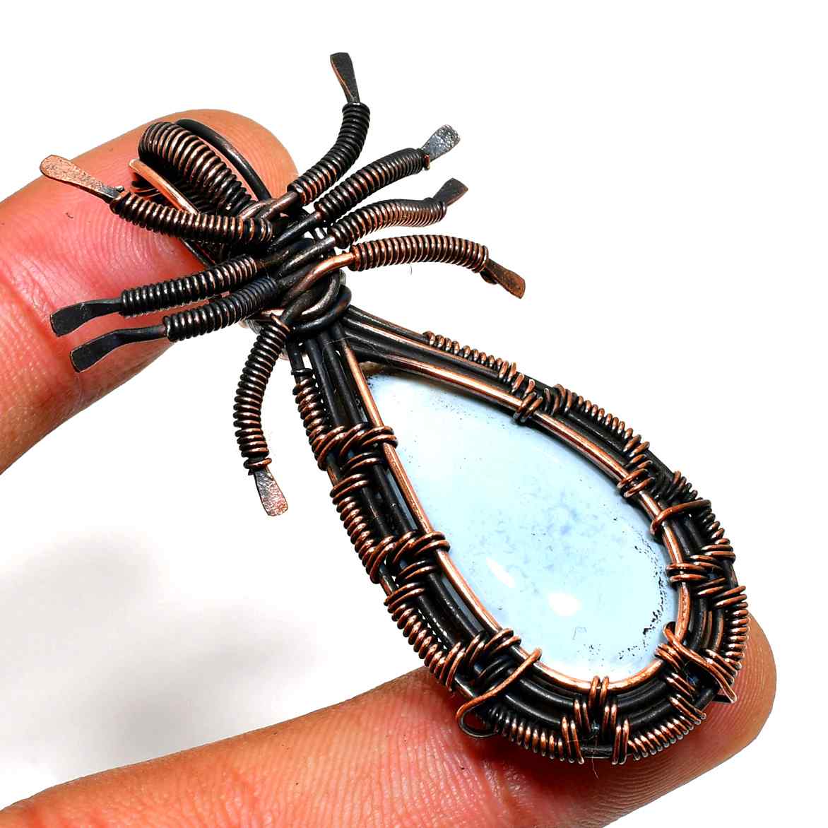 Serenity’s Tear – Copper Wire-Wrapped Natural Stone Pendant