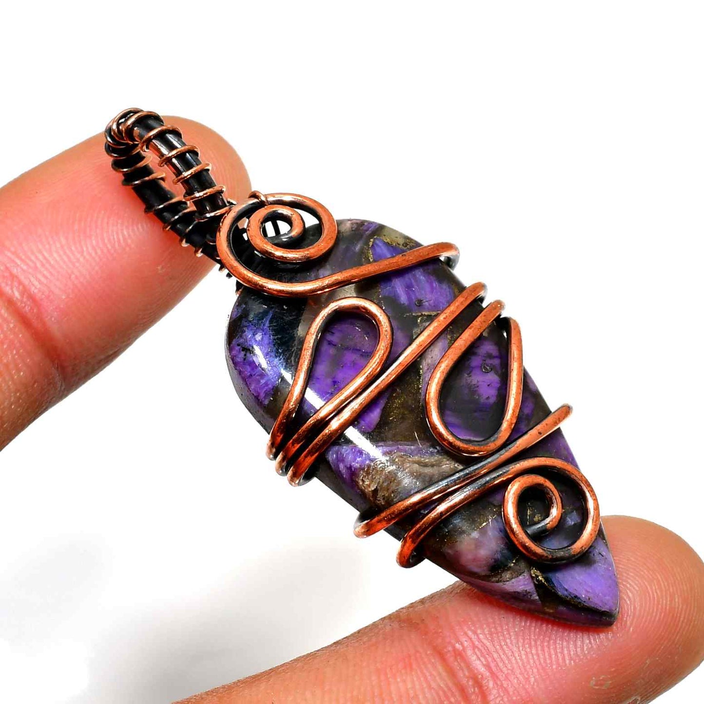 Ezra’s Veil – Mystic Amethyst & Copper Pendant
