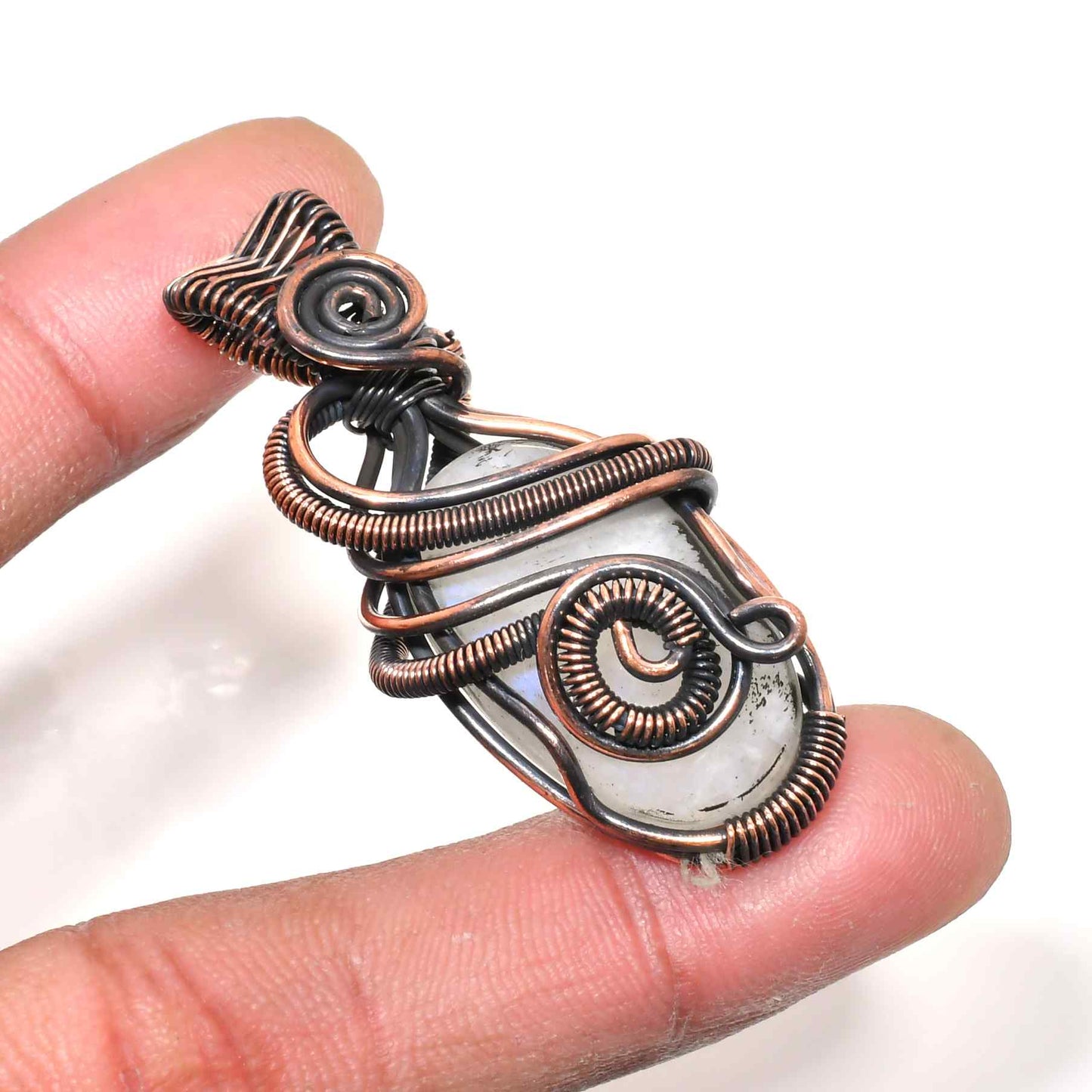 Ezra’s Veil – Amethyst & Oxidized Copper Pendant