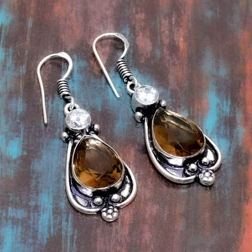 Luna’s Embrace – Smoky Quartz & Moonstone Earrings