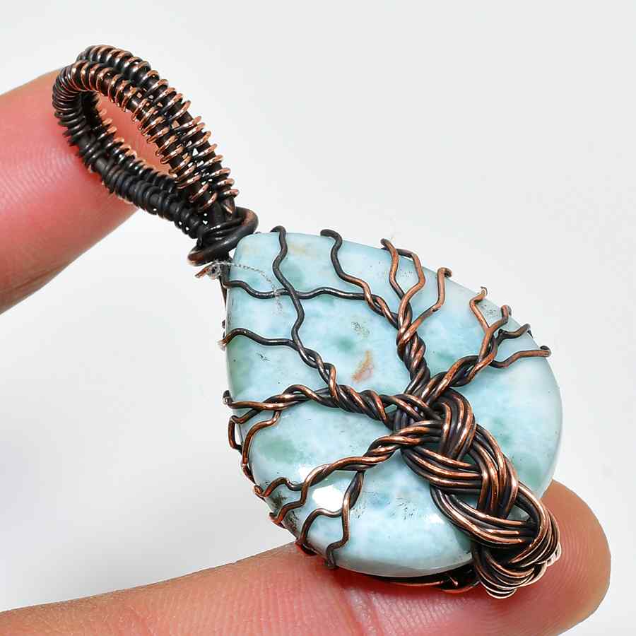 Ocean’s Embrace – Larimar Tree of Life Pendant