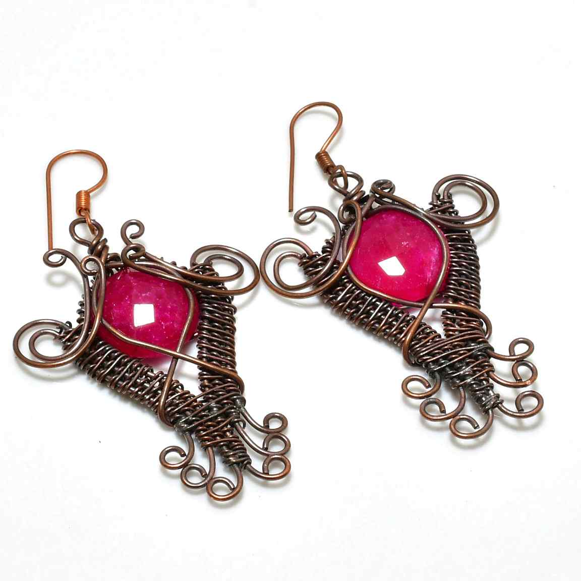 Seraphine’s Harmony – Pink Quartz Copper Earrings
