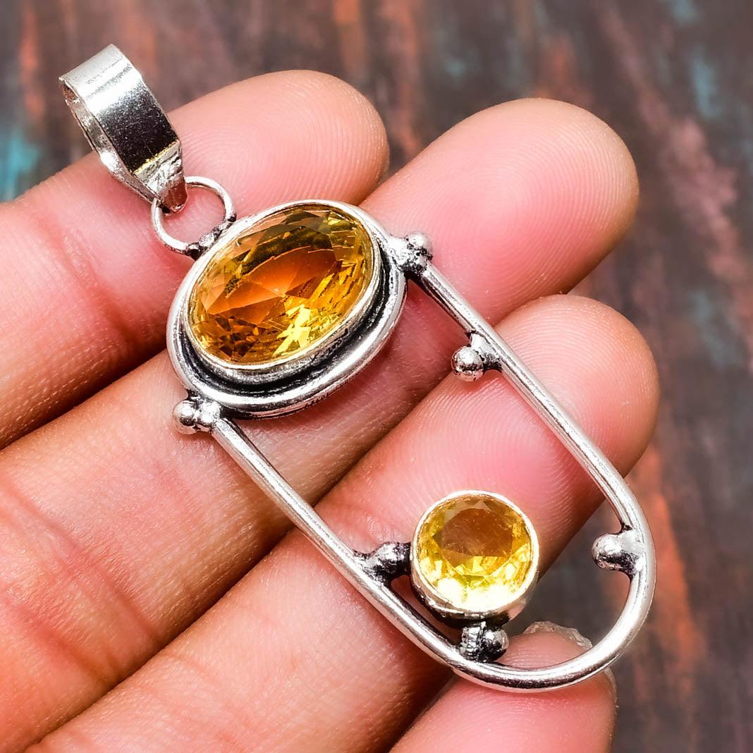 Citrus Glow – Citrine & Silver Pendant