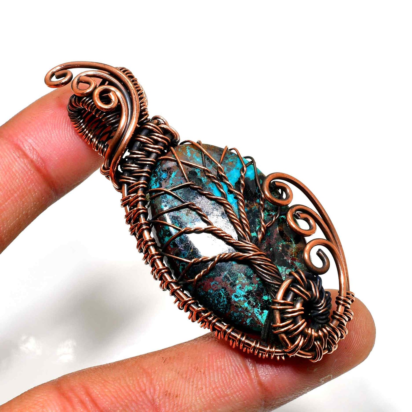 Gaia’s Embrace – Turquoise Copper Pendant