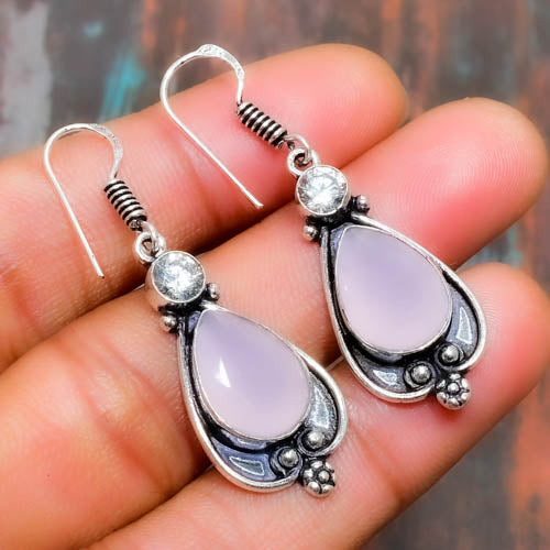Serenity’s Heart – Rose Quartz Sterling Silver Earrings