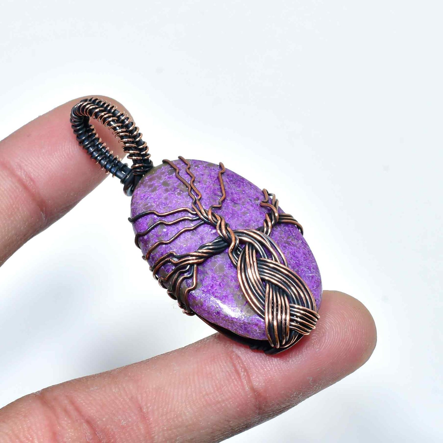 Ezra’s Veil – Handcrafted Amethyst Copper Pendant