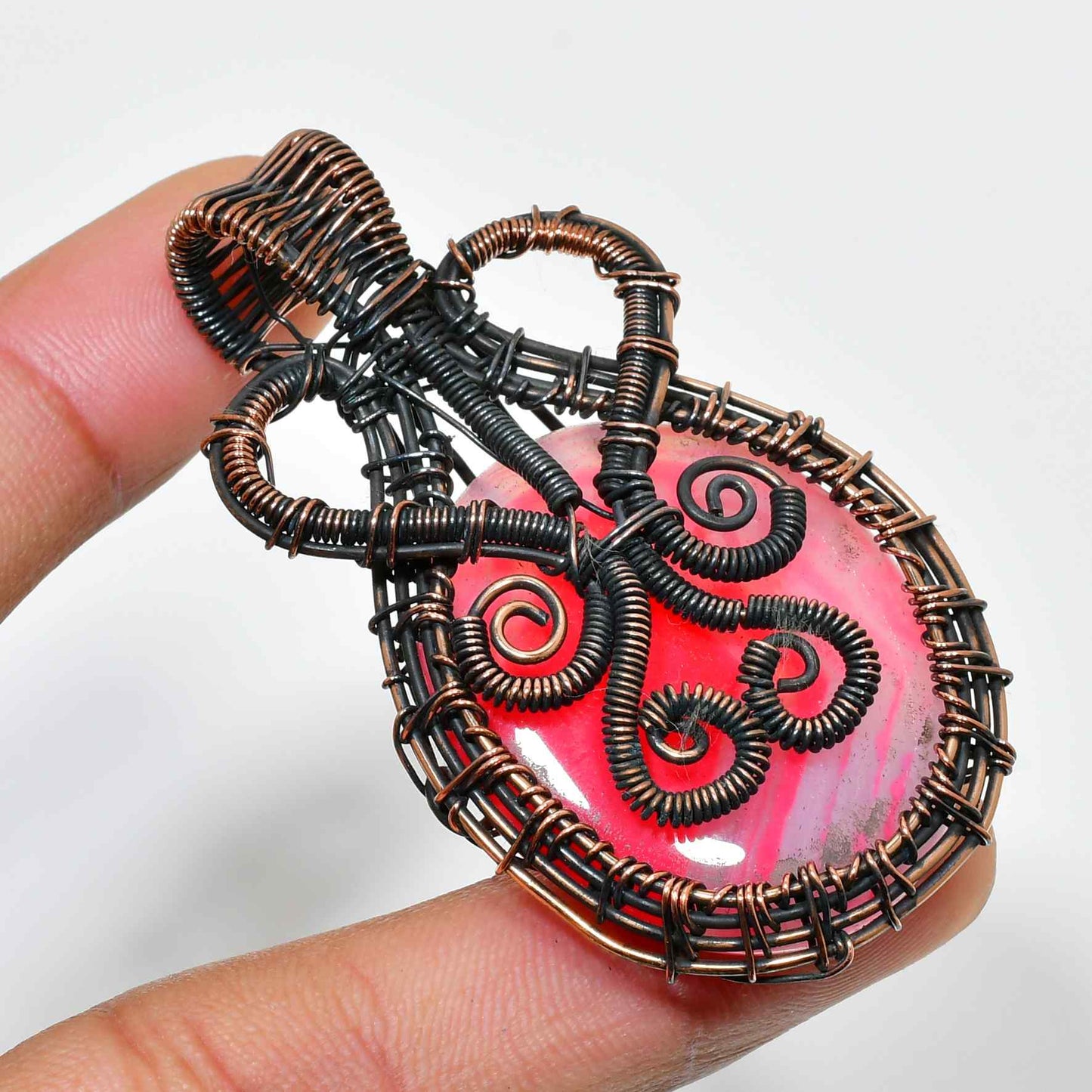 Serenity’s Embrace – Oxidized Copper Gemstone Pendant