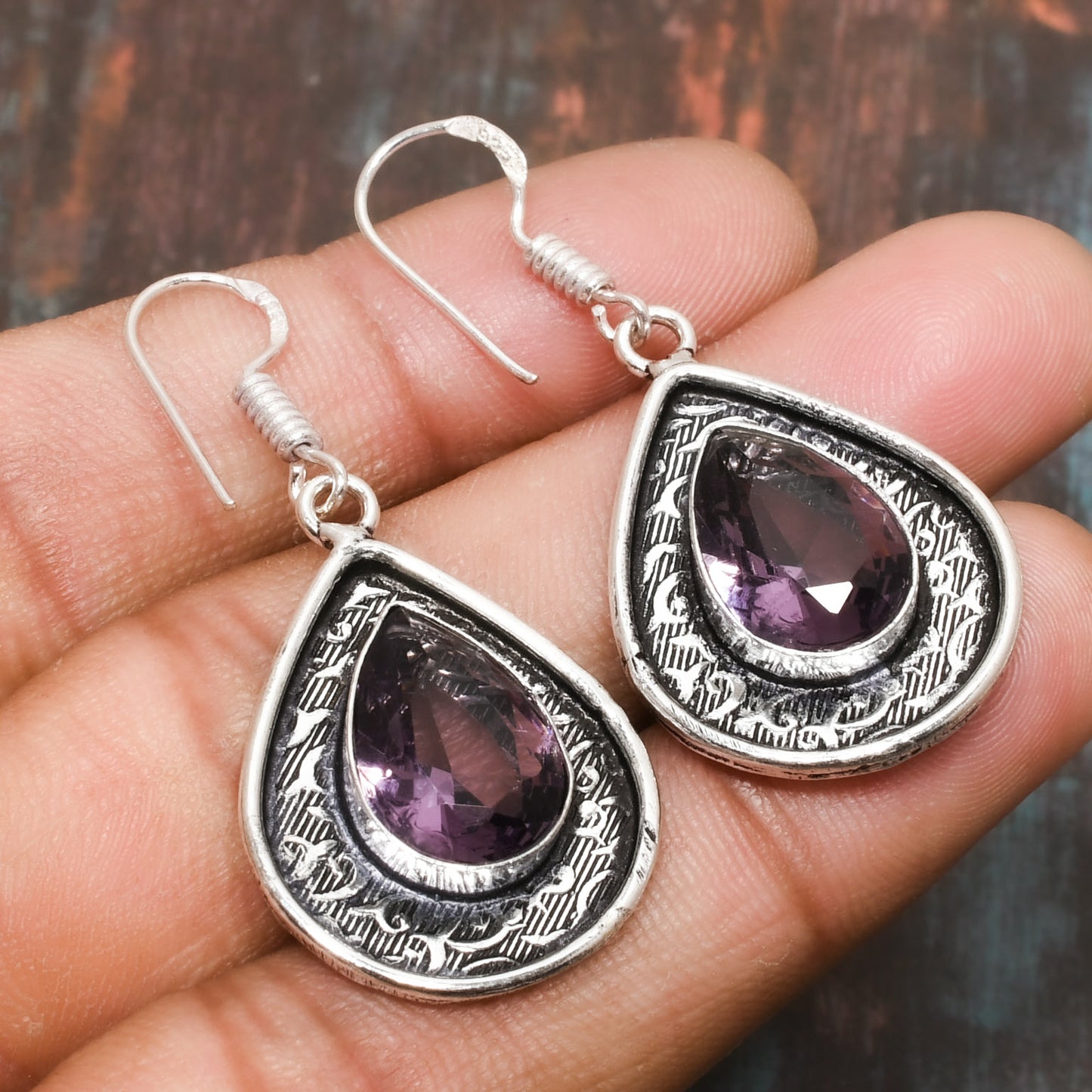 Celestia’s Radiance – Amethyst & Silver Earrings