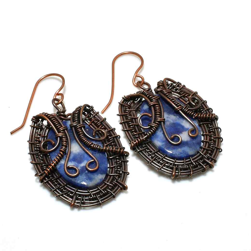 Selene’s Whisper – Lapis Lazuli Copper Earrings
