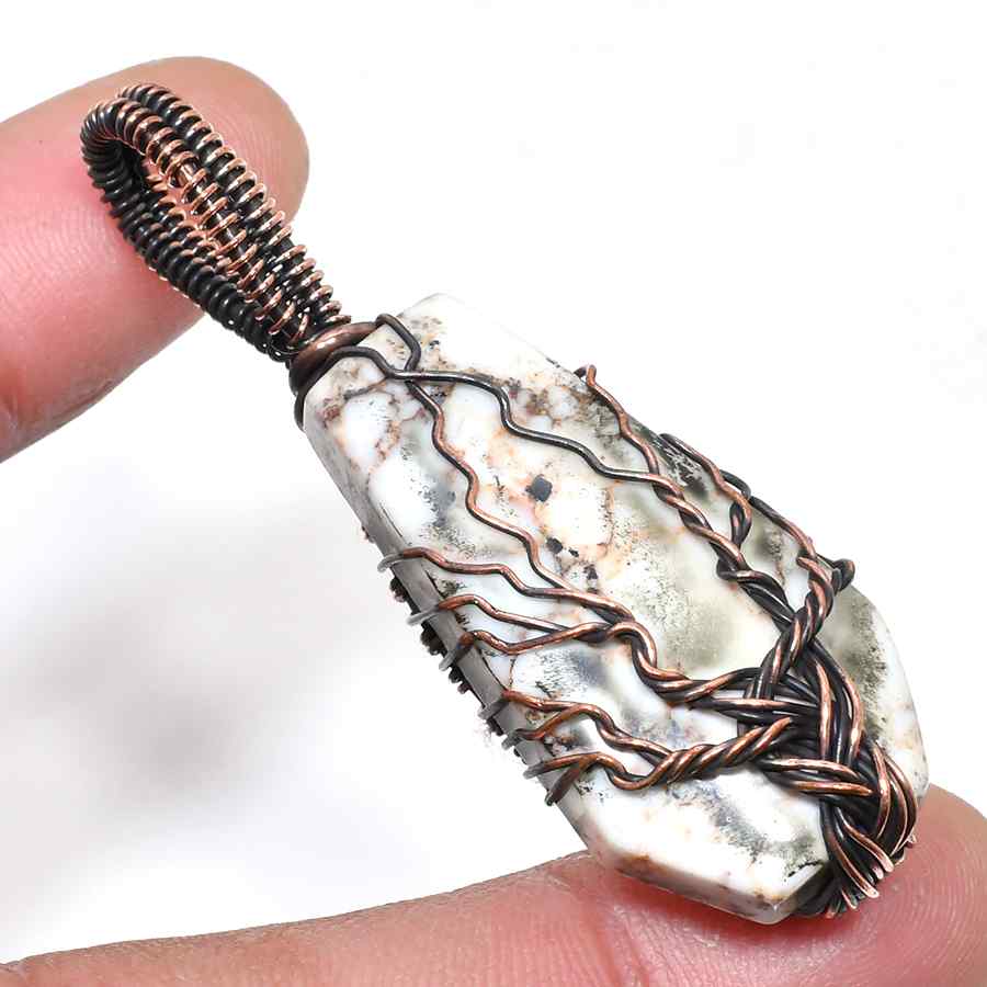 Solstice Embrace – Natural Stone Copper Pendant