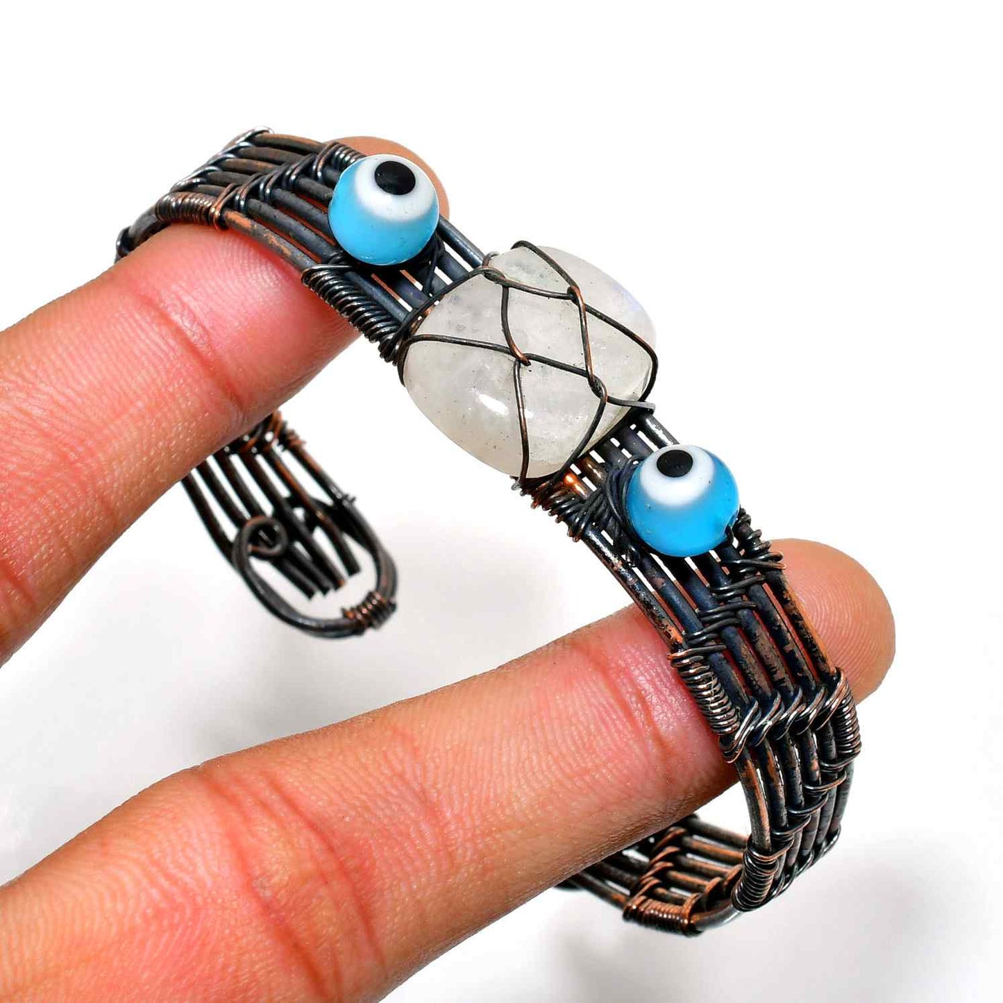 Lunar Embrace – Moonstone Copper Bracelet