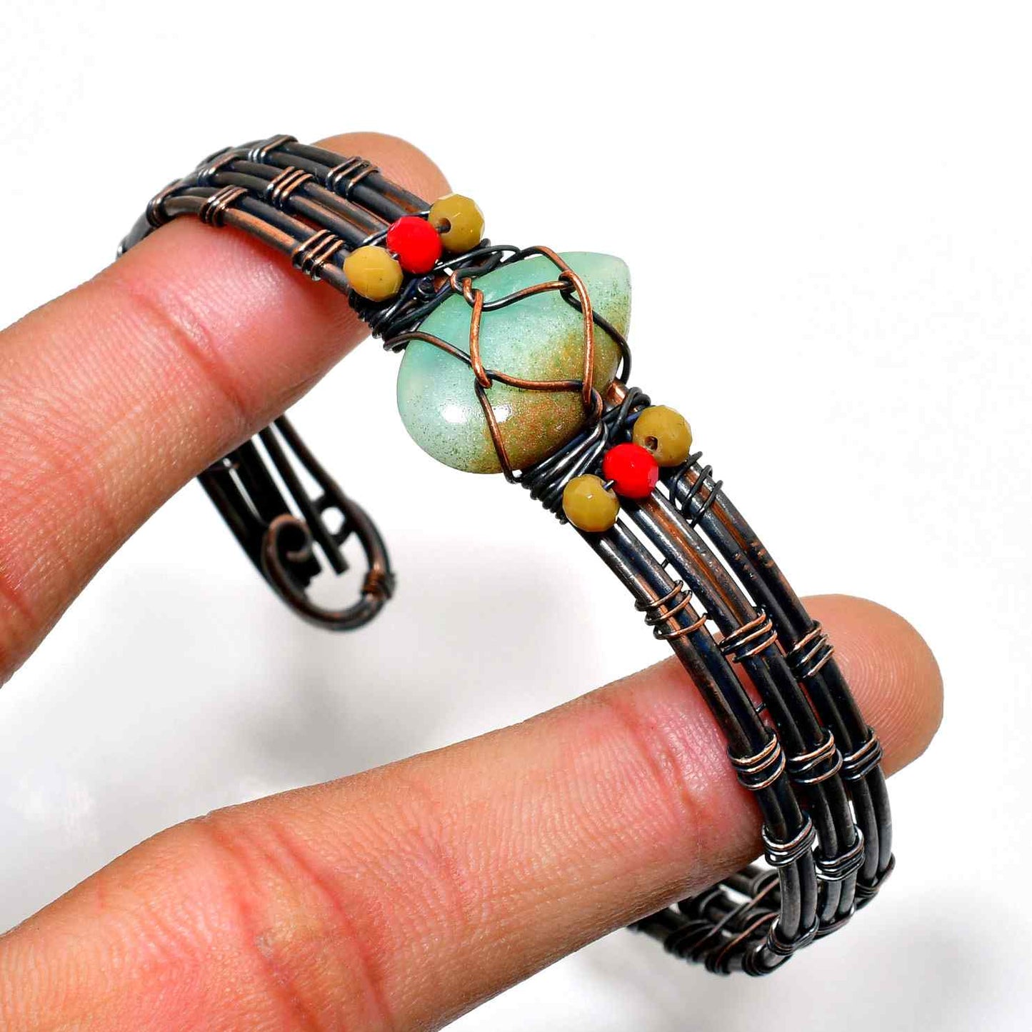 Serene Embrace – Copper-Wrapped Natural Stone Bracelet