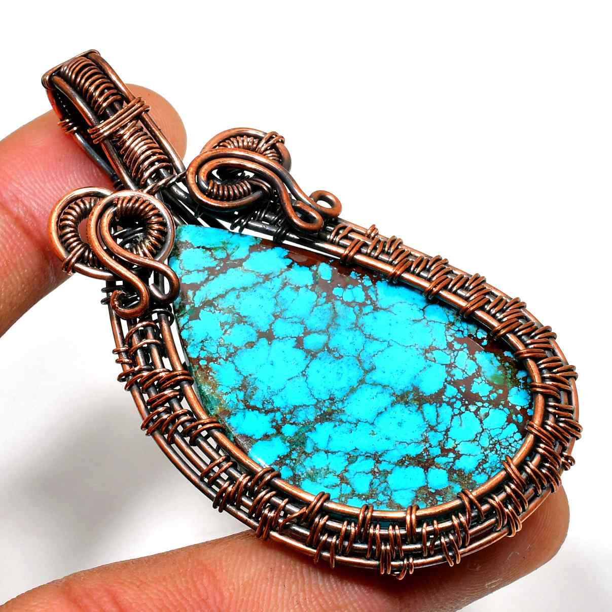 Ocean’s Whisper – Turquoise Copper Pendant
