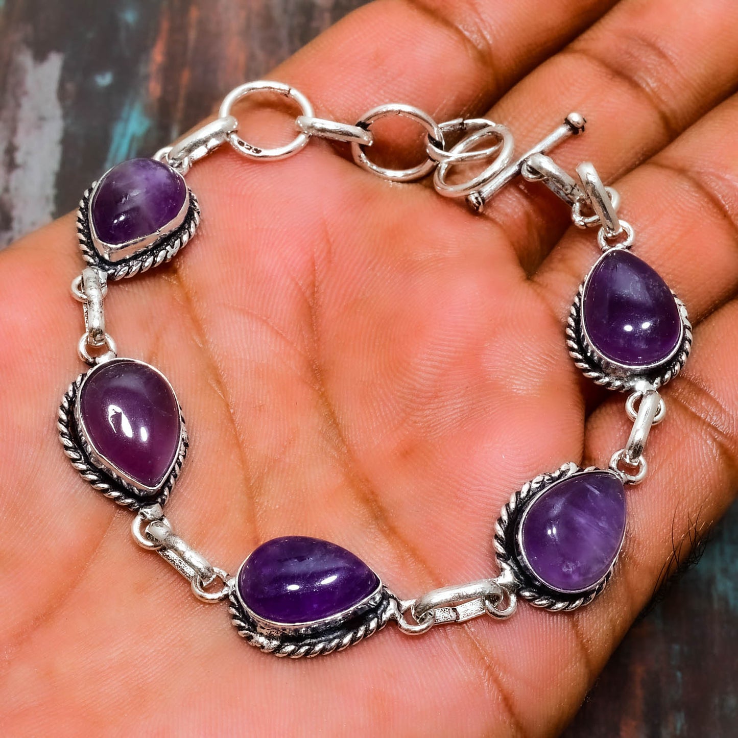 Mystic Harmony – Amethyst Silver Bracelet
