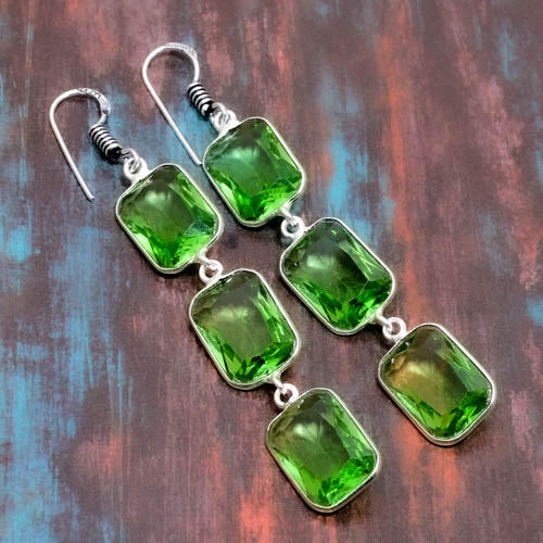 Verdant Renewal – Sterling Silver Green Gemstone Earrings
