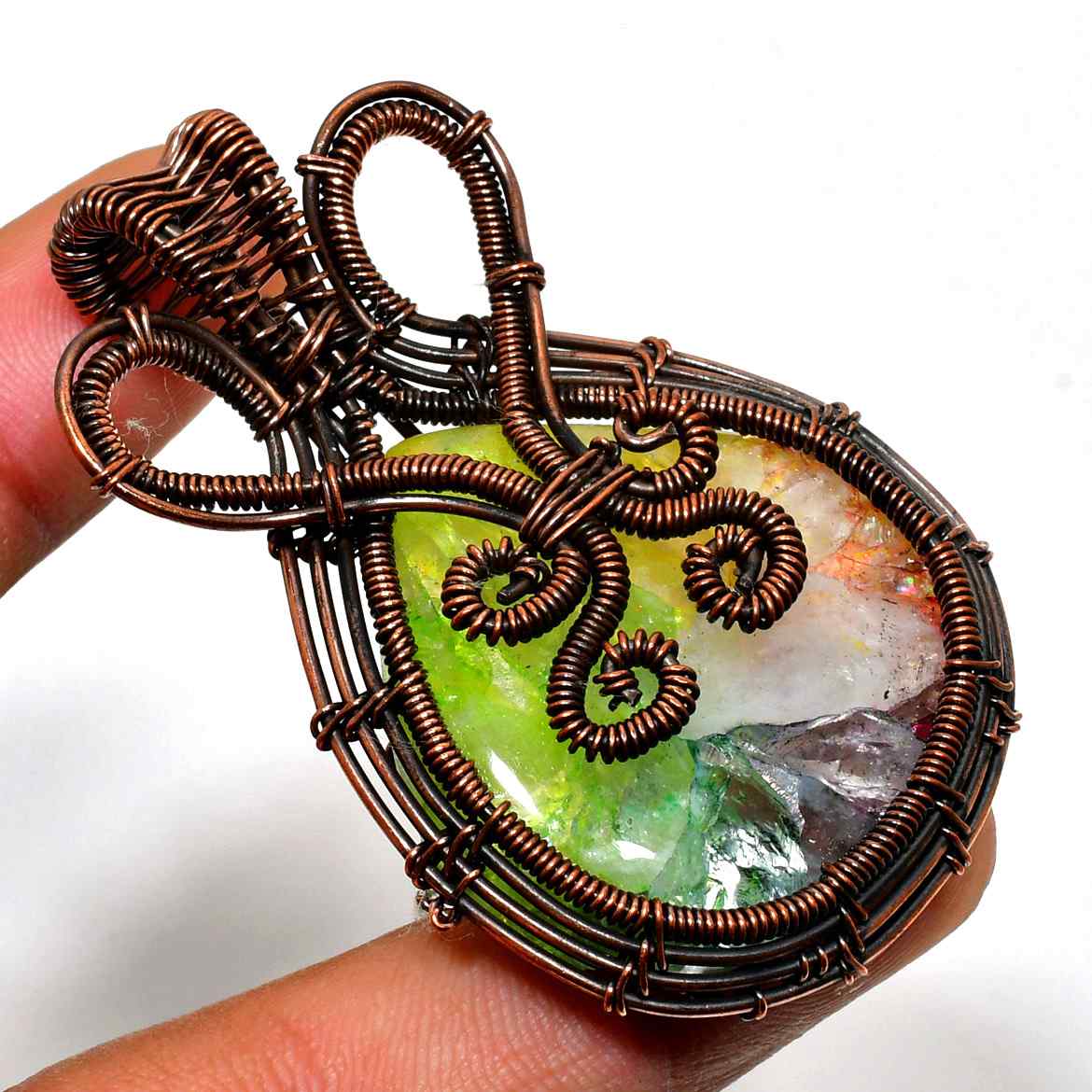 Ezra’s Veil – Mystic Amethyst & Copper Pendant