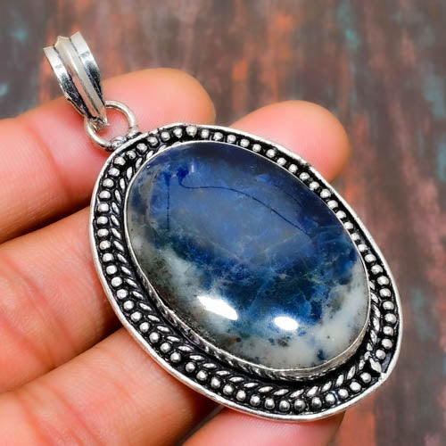 Midnight Tide – Sodalite Silver Pendant