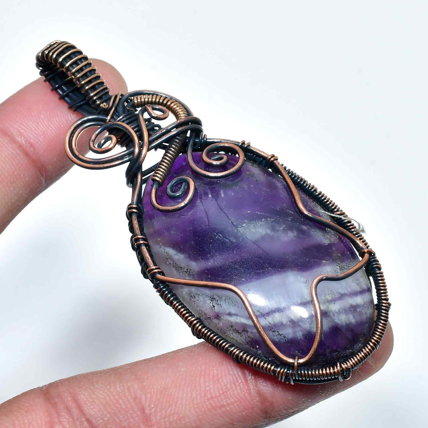 Ezra’s Veil – Handcrafted Amethyst & Copper Pendant