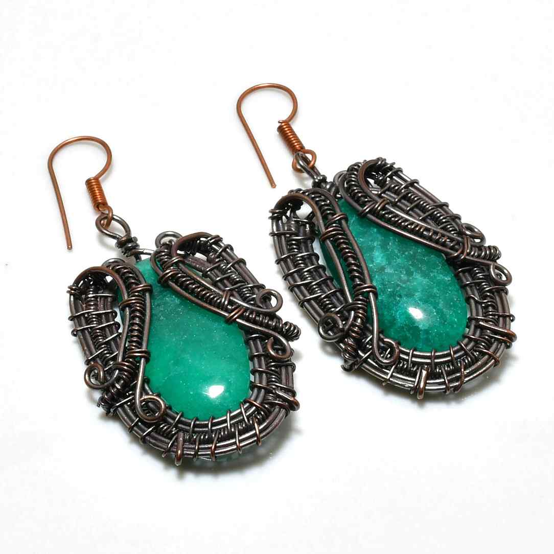 Serenity’s Embrace – Amazonite Copper Earrings