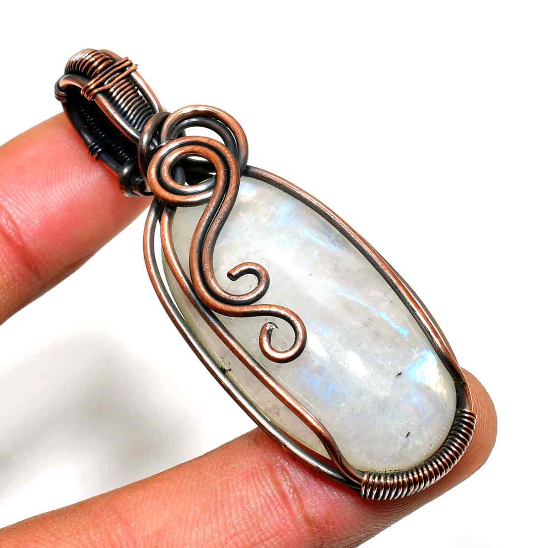 Selene’s Dreamcatcher – Moonstone Copper Pendant