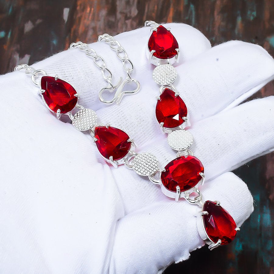Ruby Embrace – Sterling Silver Bracelet