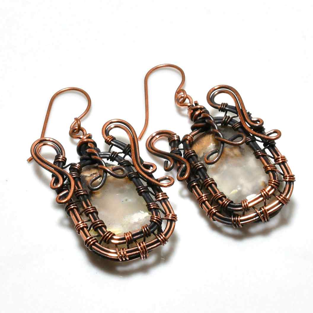 Earthbound Glow – Copper-Wrapped Stone Earrings