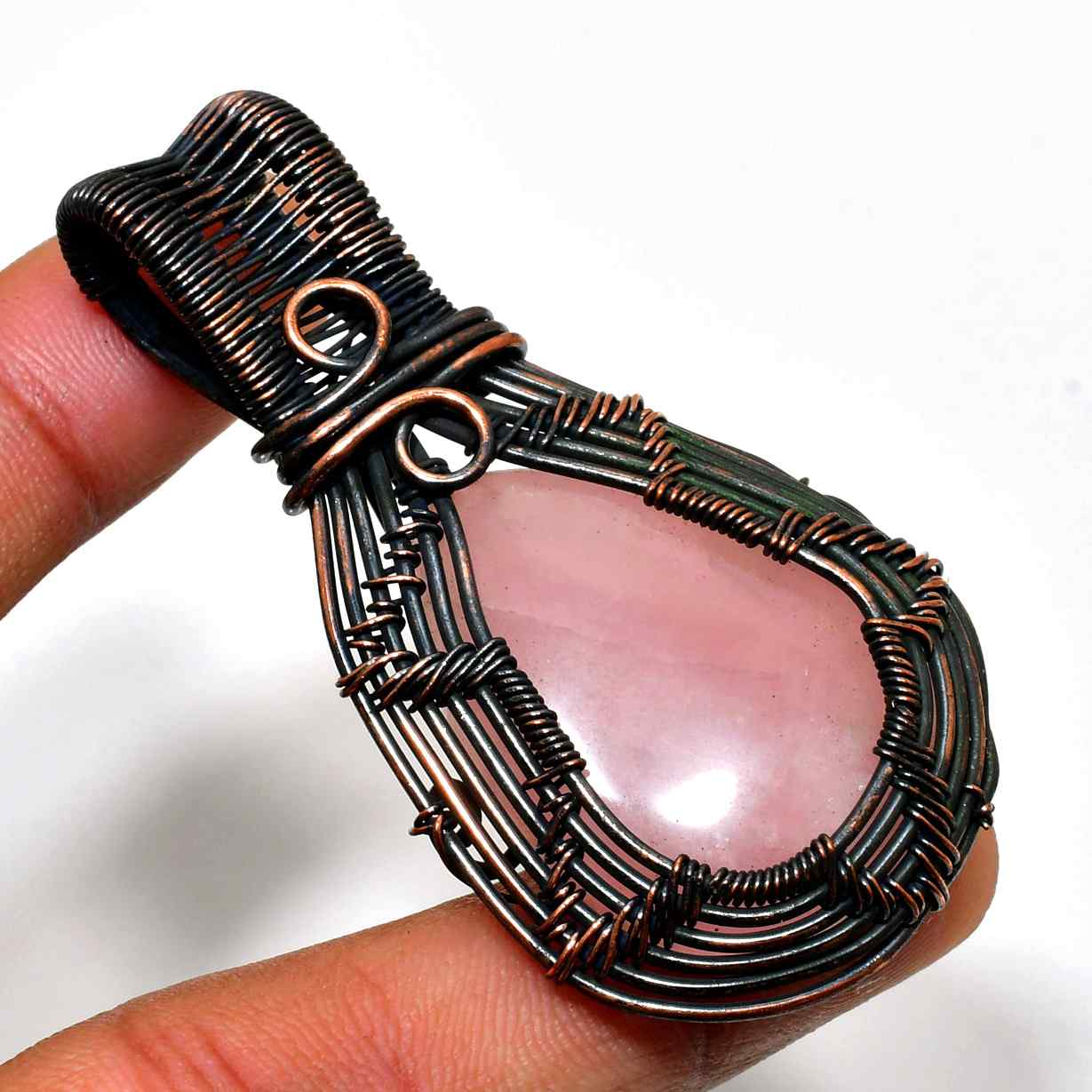 Harmony’s Heart – Rose Quartz & Copper Pendant