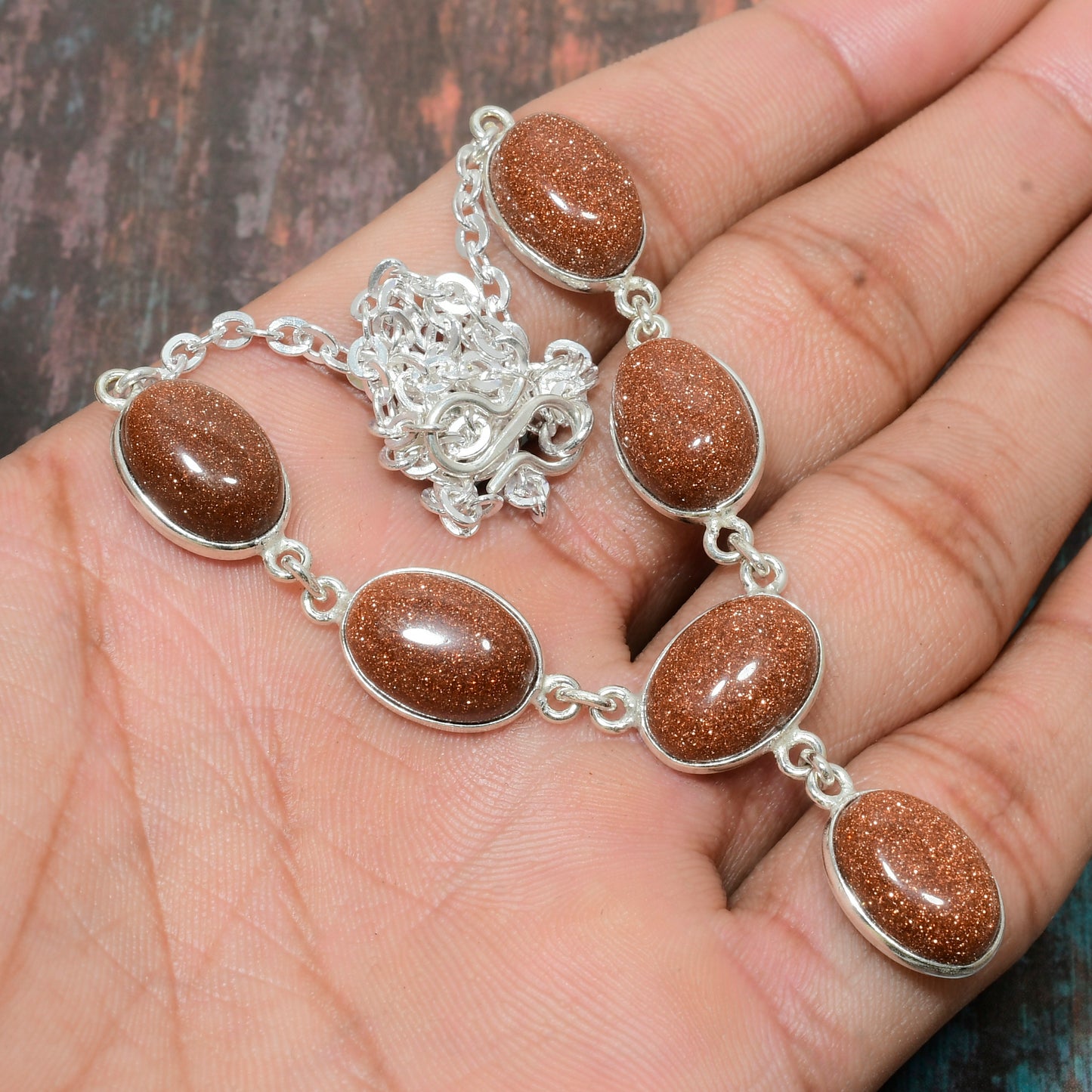 Auric Ambition – Goldstone & Sterling Silver Necklace