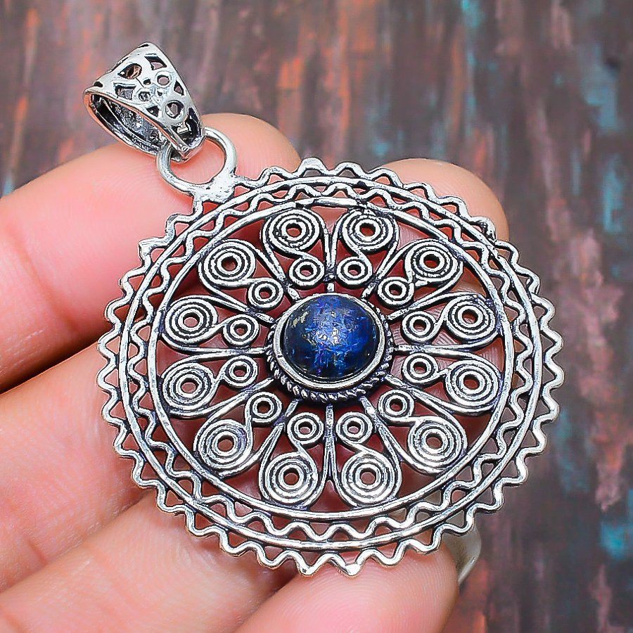 Celestial Mandala – Lapis Lazuli Silver Pendant