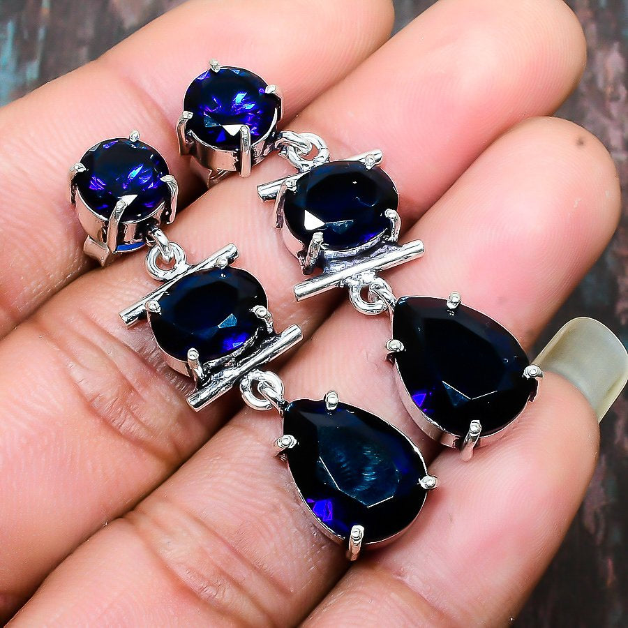 Midnight Serenade – Blue Crystal & Silver Earrings