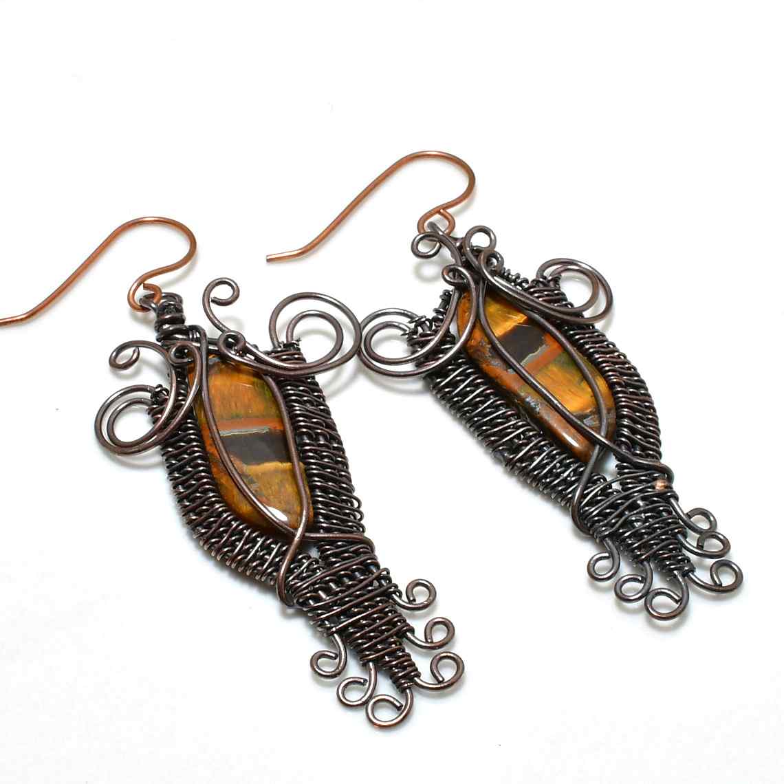 Terra’s Talisman – Tiger’s Eye Copper Earrings