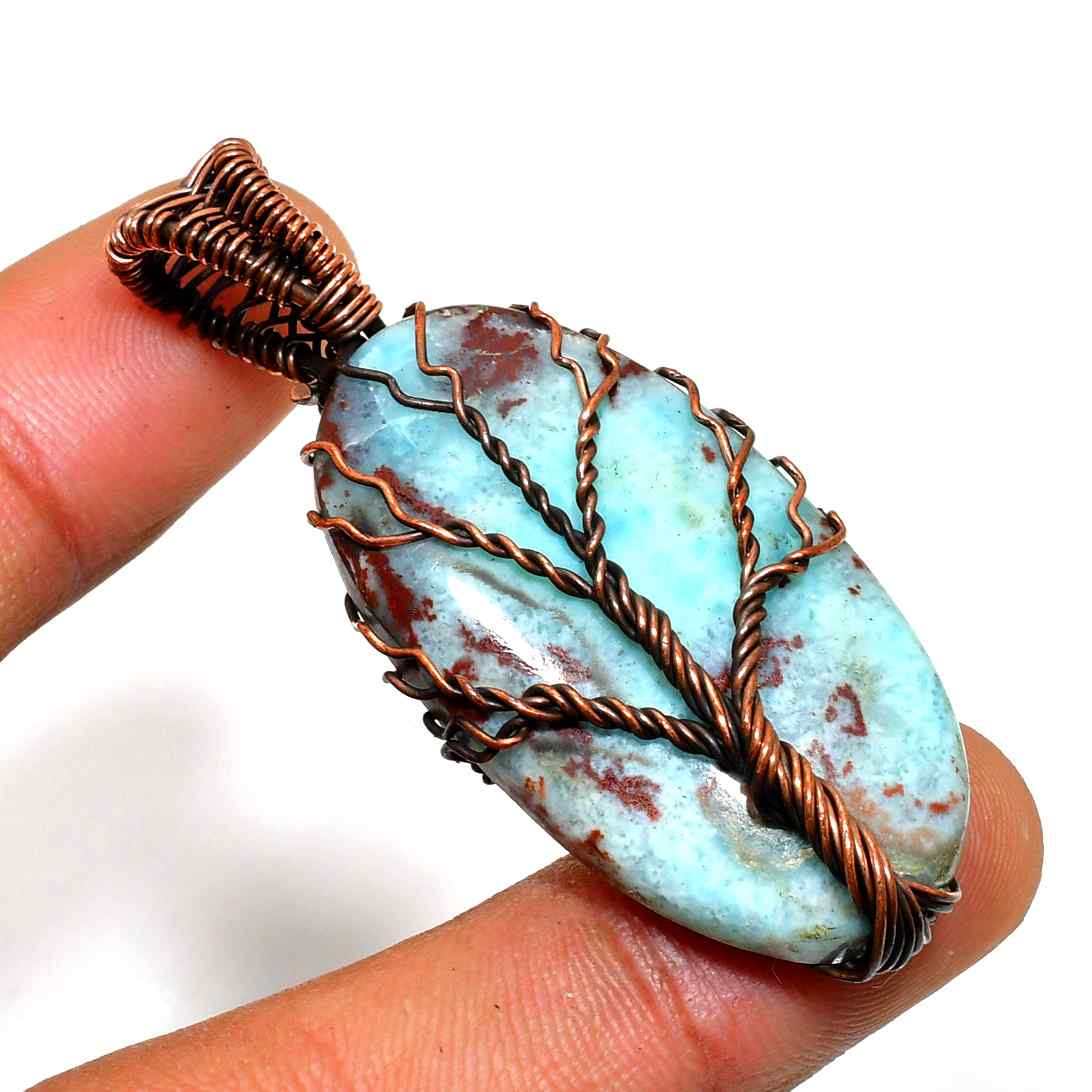 Gaia’s Balance – Turquoise Copper Tree of Life Pendant