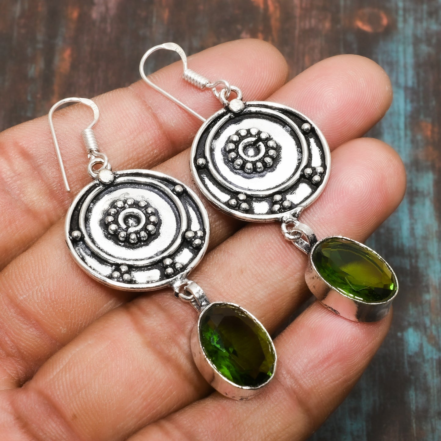 Enchanted Serenity – Green Gemstone Sterling Silver Earrings