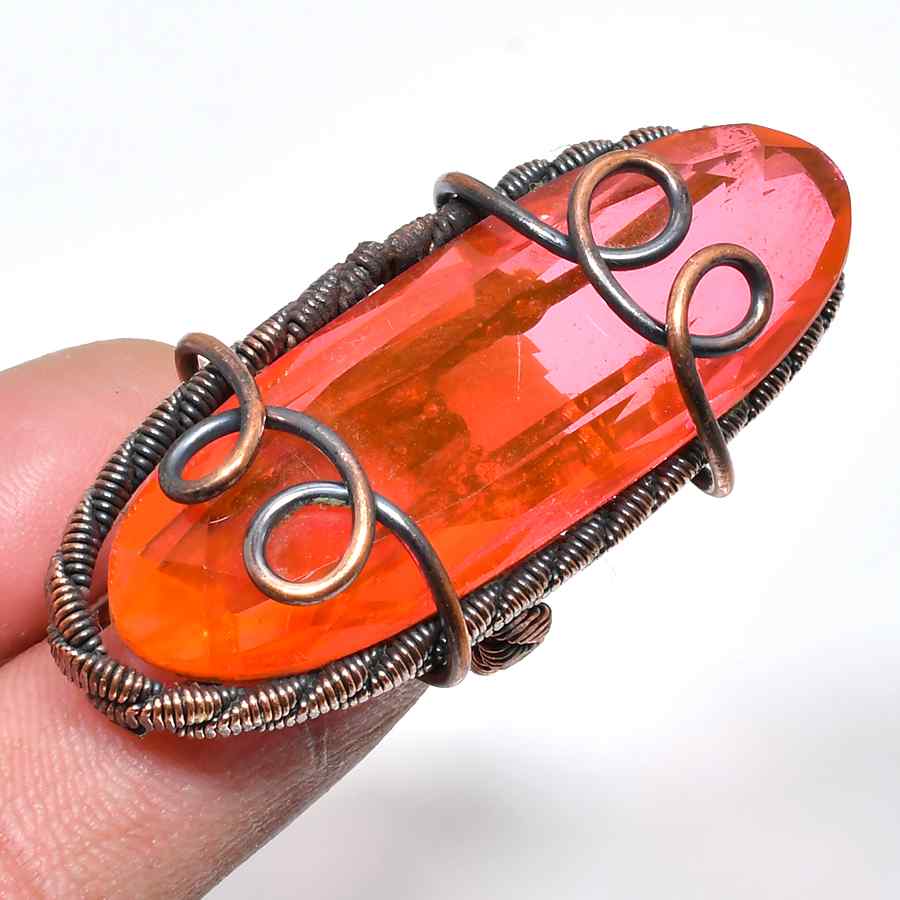 Ember Spark – Orange Crystal Bronze Pendant