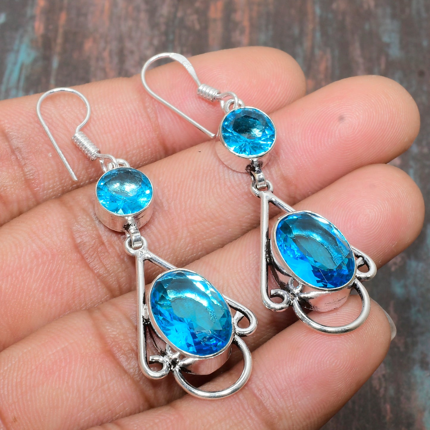 Azure Serenity – Silver & Blue Topaz Earrings
