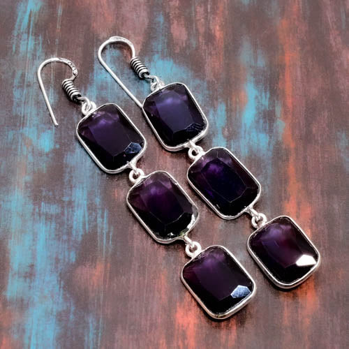 Selene’s Grace – Amethyst Silver Earrings
