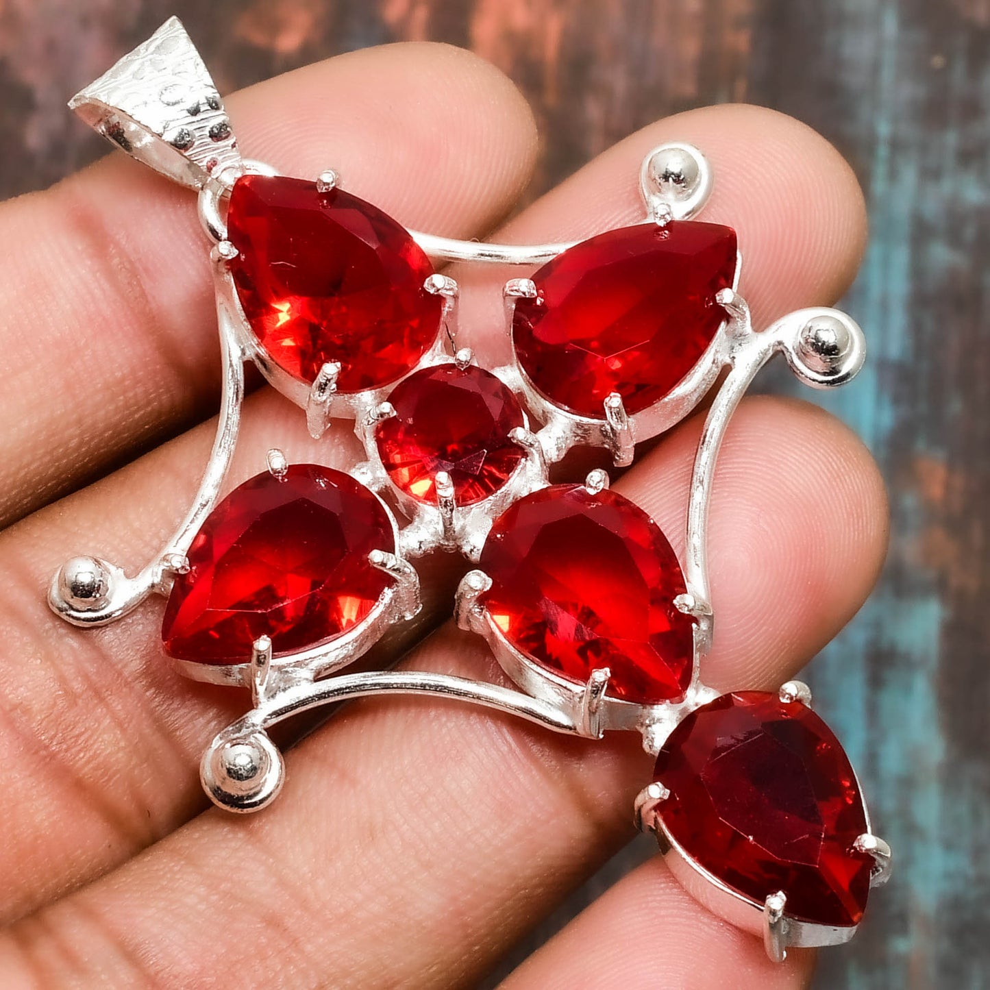 Radiant Fire – Synthetic Ruby & Sterling Silver Pendant