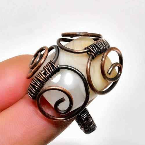 Serenity’s Halo – Copper-Wrapped Moonstone Ring