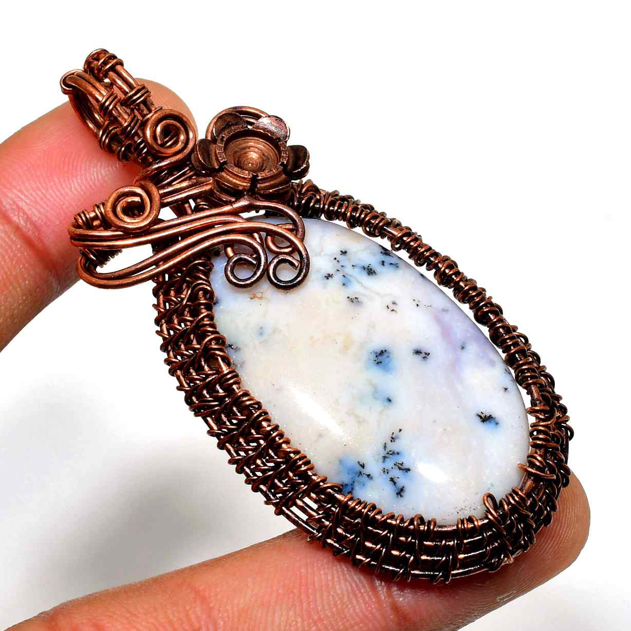Luna’s Embrace – Oxidized Copper Moonstone Pendant