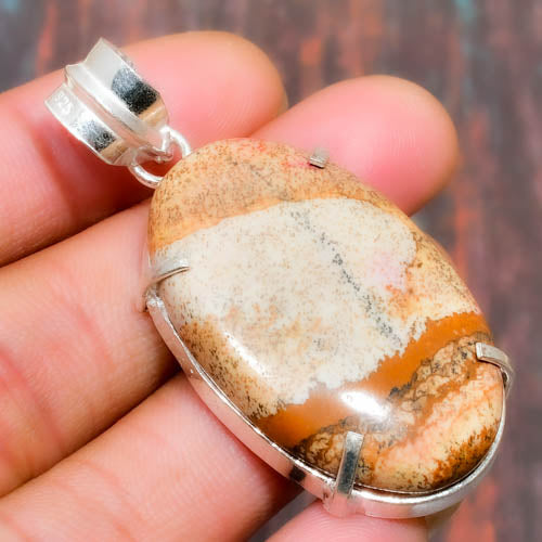 Terra Grace – Silver-Wrapped Stone Pendant