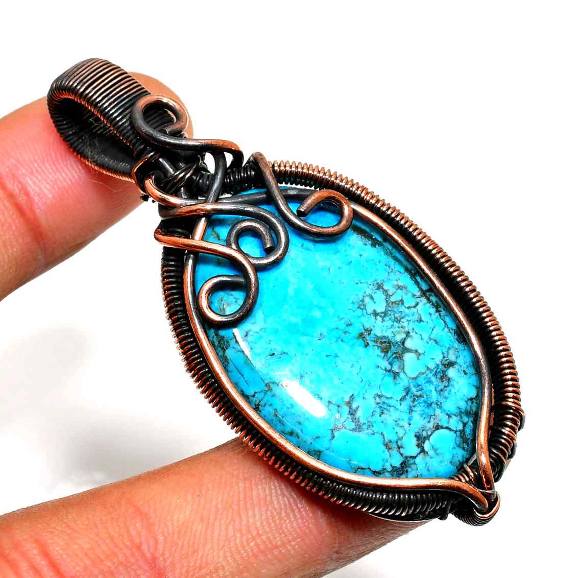 Turquoise Tranquility – Copper Wire Pendant