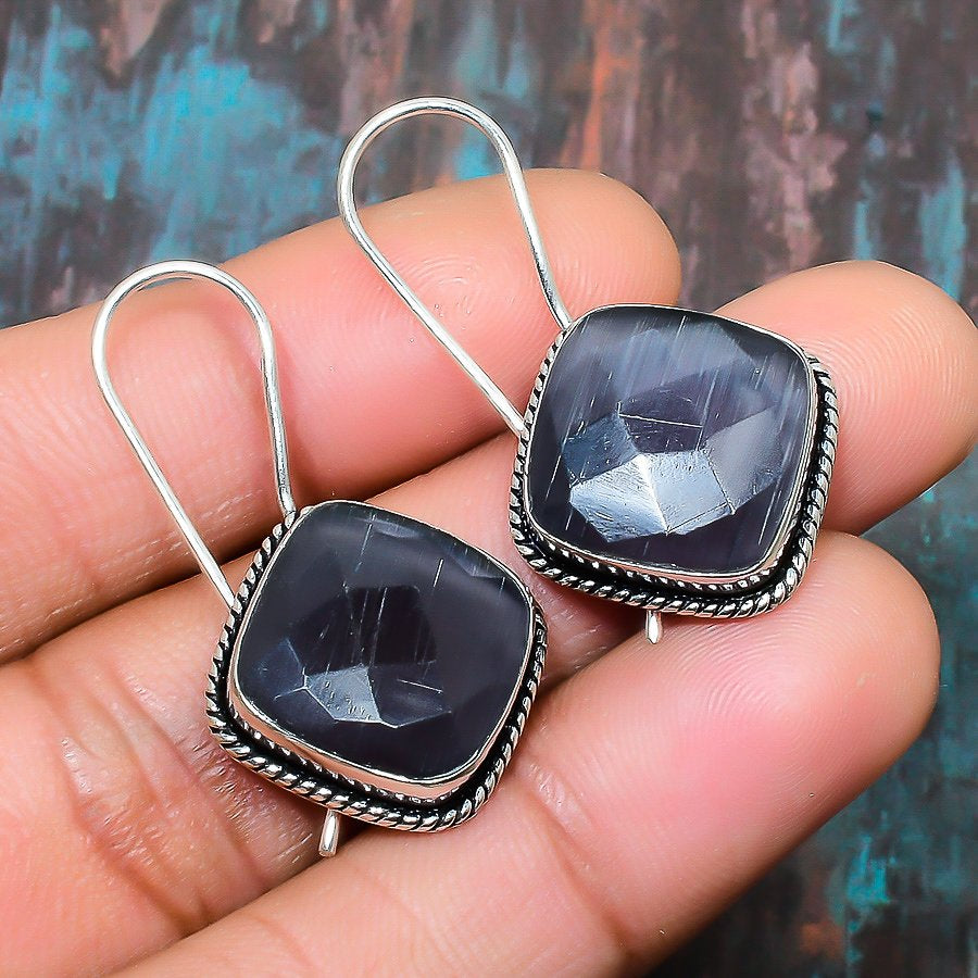 Silver Shadow – Black Spinel Sterling Silver Earrings