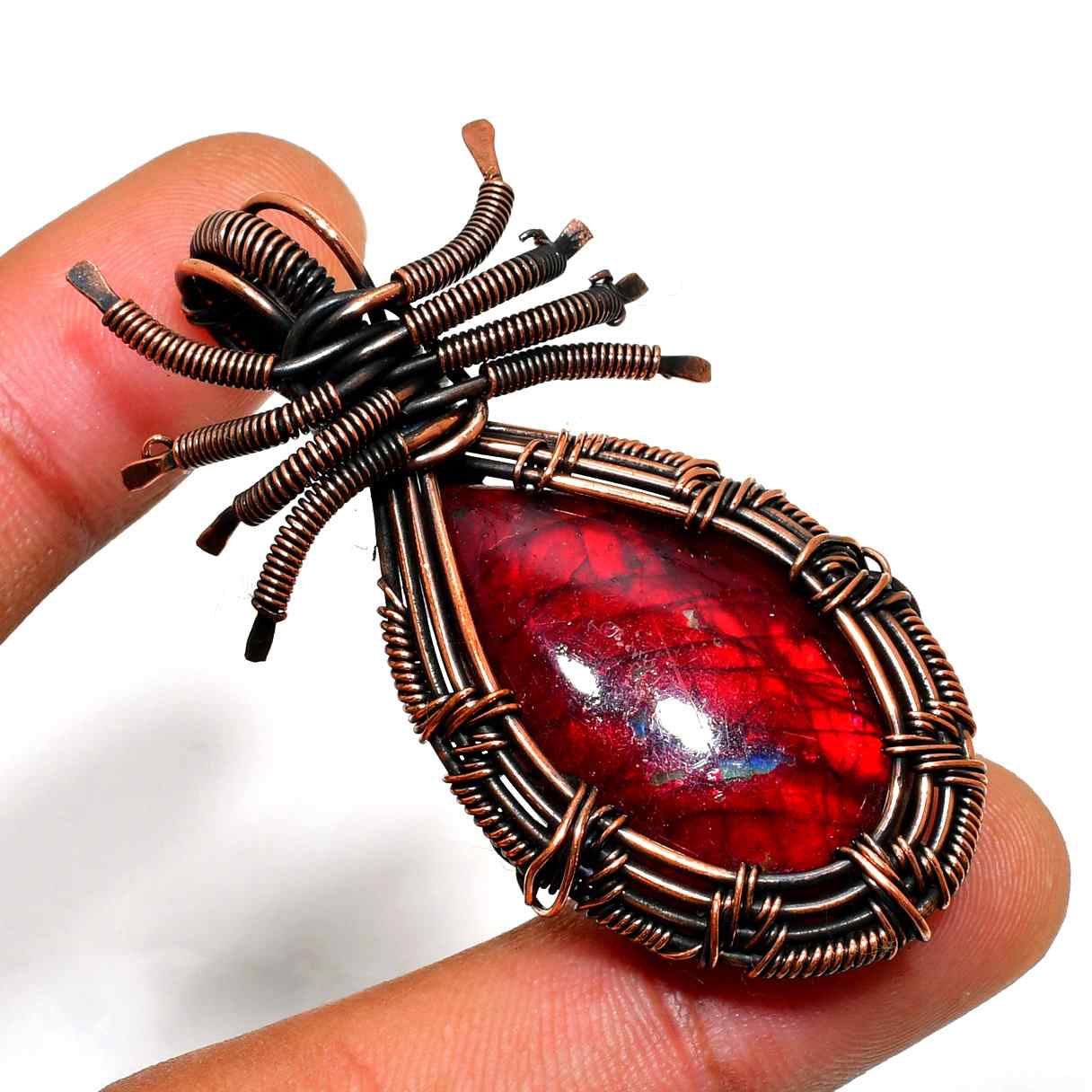 Ember Heart – Ruby & Copper Pendant